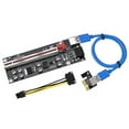 thumbnail image 2 of pitrice PCI-E 1x to 6x Powered USB3.0 Extender Card Board Portable Mini Mining Adapter LED Light Equipment Accessories Miner Red Slot Blue Cable 1Set, 2 of 6