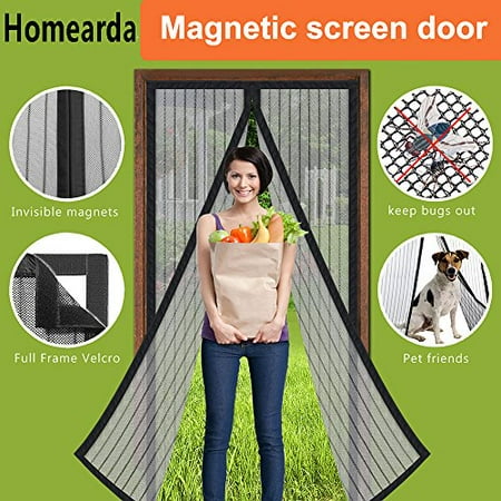 Homearda Magnetic Screen Door Full Frame Velcro Fits Door Up To 34x82 Inch