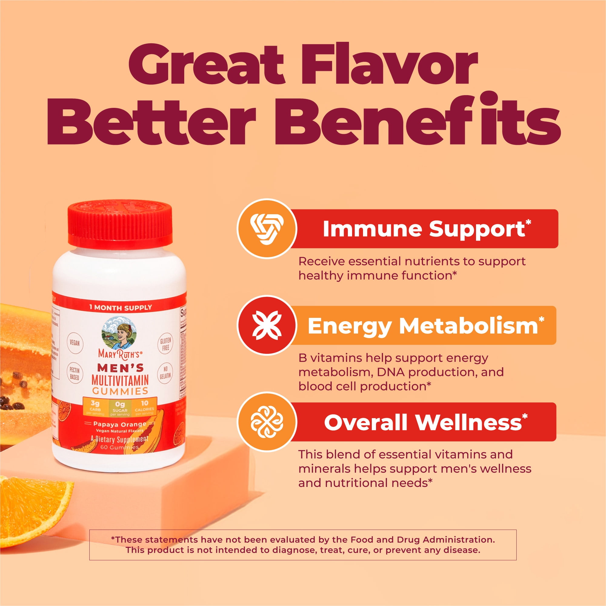MaryRuth's Men's Multivitamin Gummies Vegan Antioxidant Immune Support 60 Count