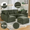 thumbnail image 5 of Modern Sectional Sofa Modular Sofa 85.4" U-shaped Sofa Couch Sofa Bed L-shaped Sofa with a Movable Ottoman and Two USB Ports and a Phone Holder for Living Room, Green, 5 of 6