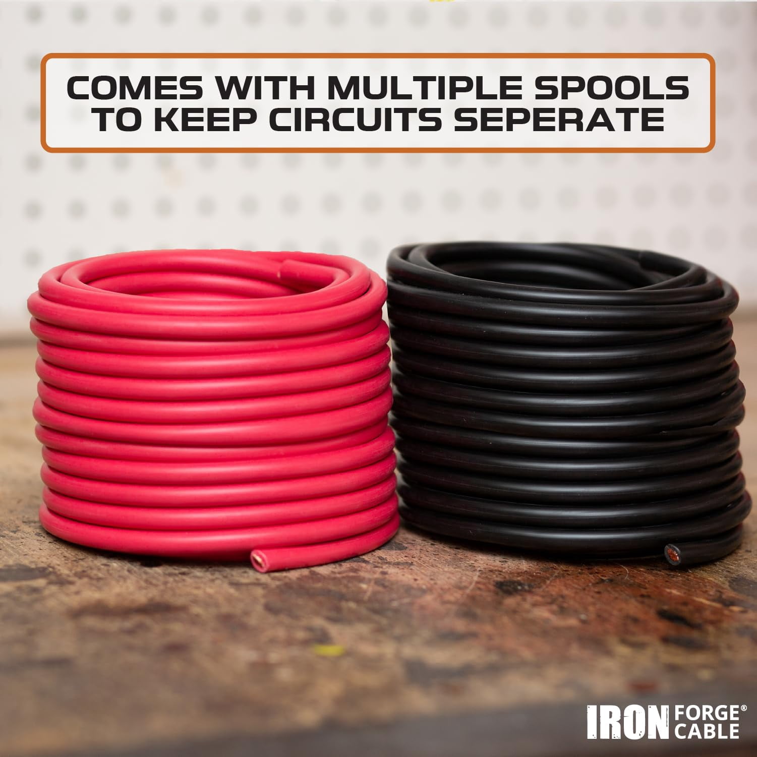 Iron Forge Cable 4 Gauge Wire - 2 Pack 50ft Copper Clad Aluminum Primary Wire - 4 AWG Heavy Duty Cables for Battery or Automotive - 1 Red and 1 Black