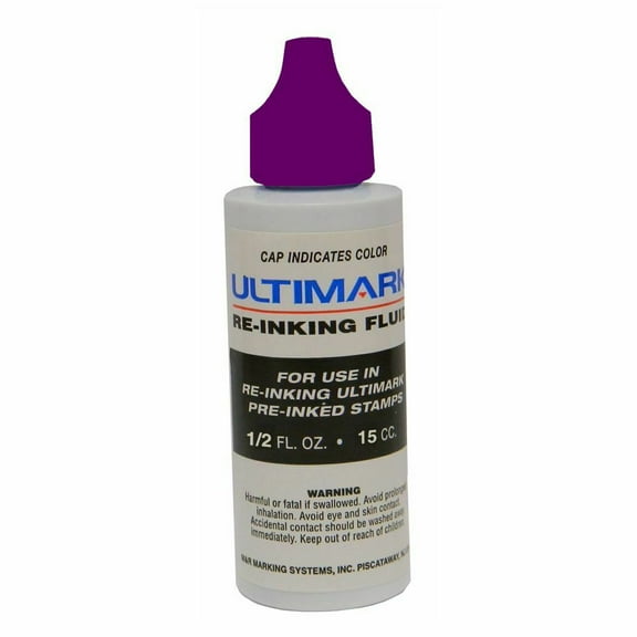 Ultimark Refill Ink for All Pre-inked Stamps, 15 ml Bottle, Violet Ink