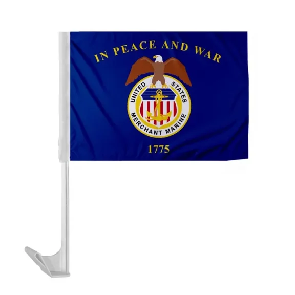 Promopatriot Merchant Marine 12x16 inch Car Flag Durable Polyester with Stitched Edges