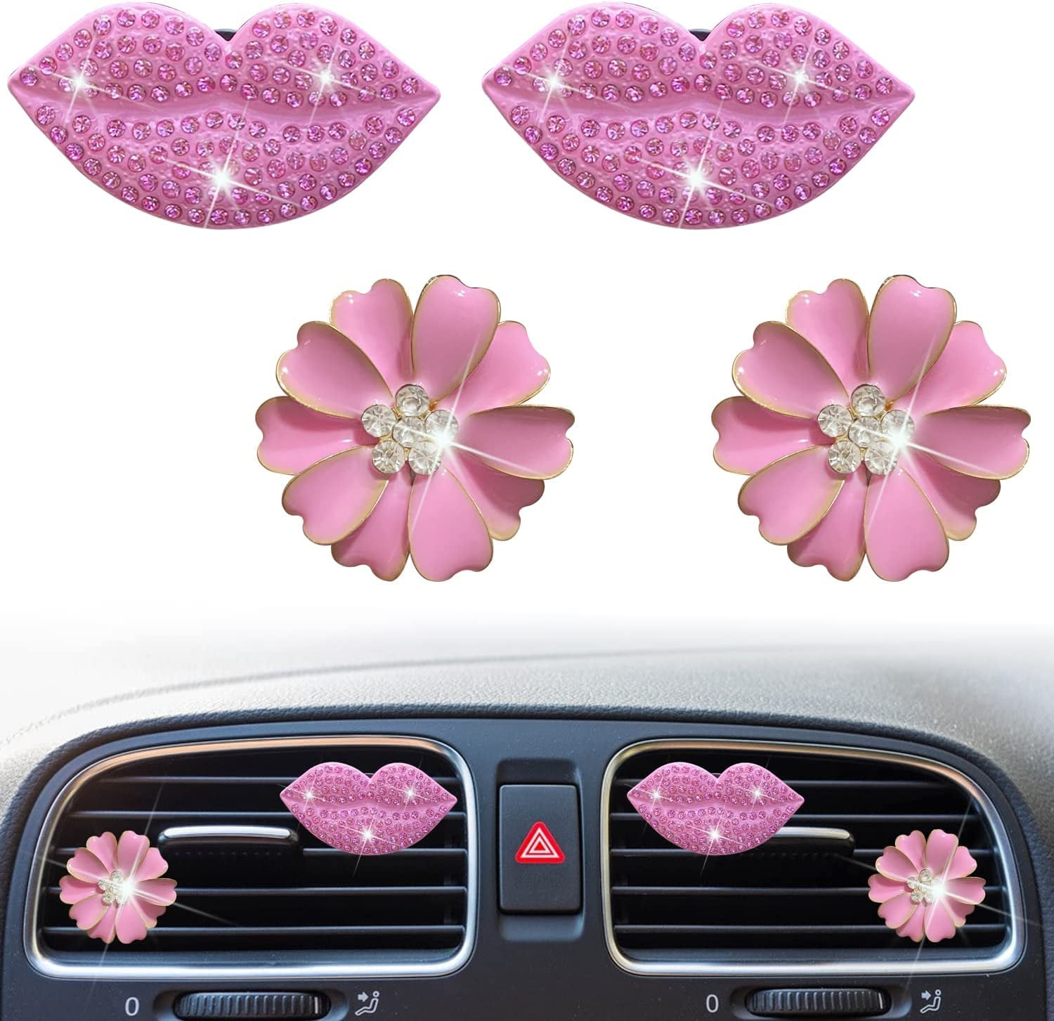 Cheap Car Accessories Women New Rhinestone Diamond Daisy Car Clip Car  Diffuser Vent Clip Cute