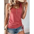 thumbnail image 4 of Womens U Neck Tank Tops Summer Sleeveless Loose Button Casual Henley Shirts Pink XXL, 4 of 8