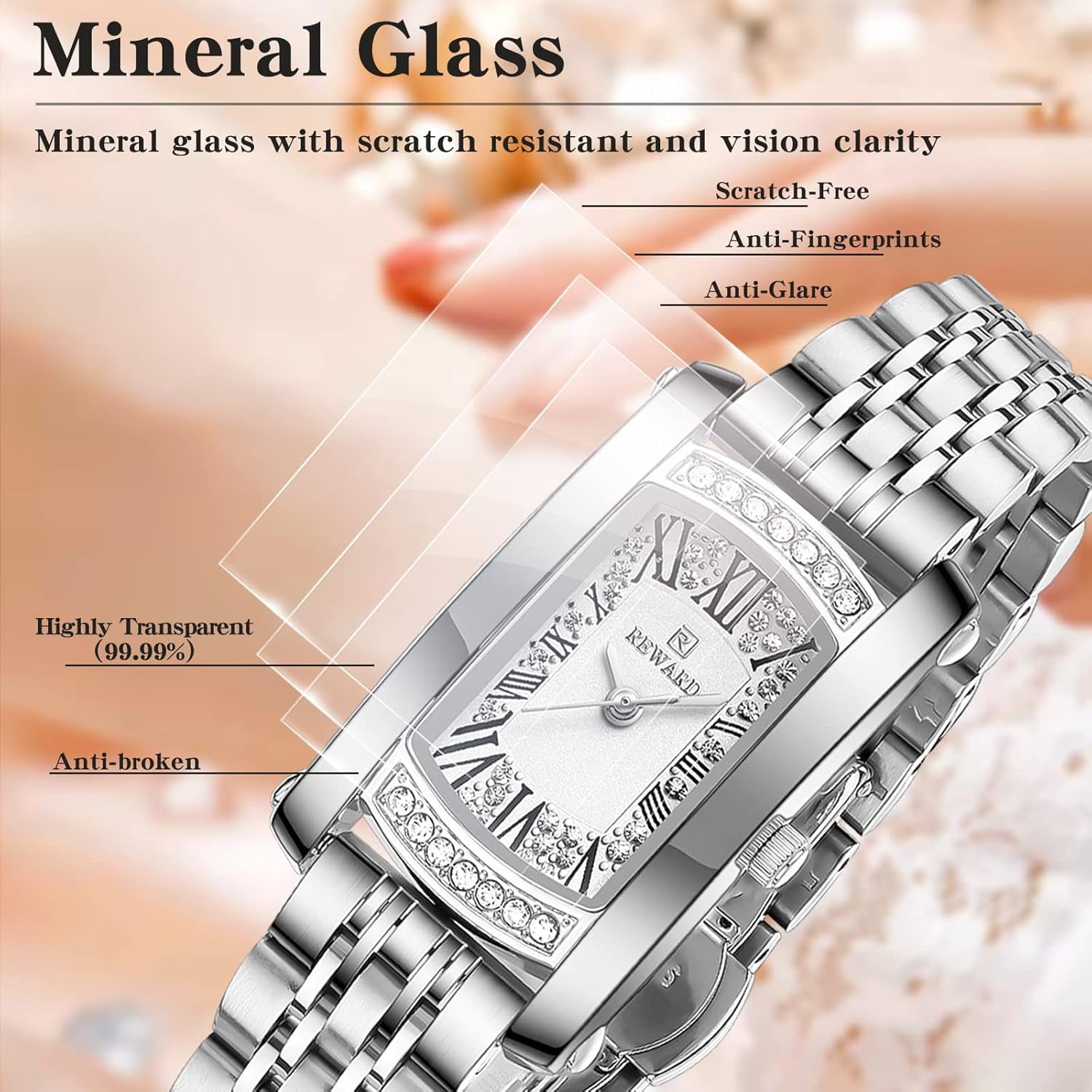 Watches Women with Date Silver Stainless Steel Luxury Ladies Watches with Small Writs Diamond for Women Waterproof Elegant Dress Quartz Analog Women's Wrist Watches Reloj de Mujer