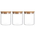 thumbnail image 1 of Airtight Canisters Set, Premium Borosilicate Glass, Strong Sealing Bamboo Lid, 450Ml, 3PCS, 1 of 7