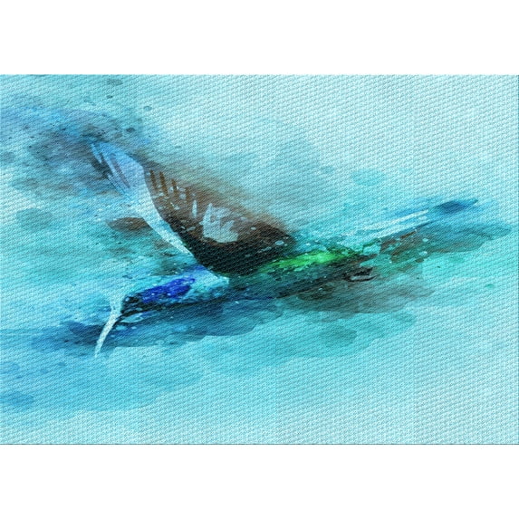 Ahgly Company Machine Washable Indoor Rectangle Transitional Light Sea Green Area Rugs, 7' x 9'