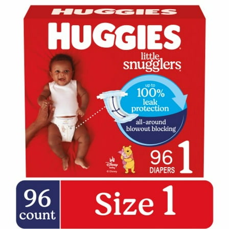 Huggies Little Snugglers Baby Diapers Size 1 (8-14 lbs) 96 count - Pack of 2