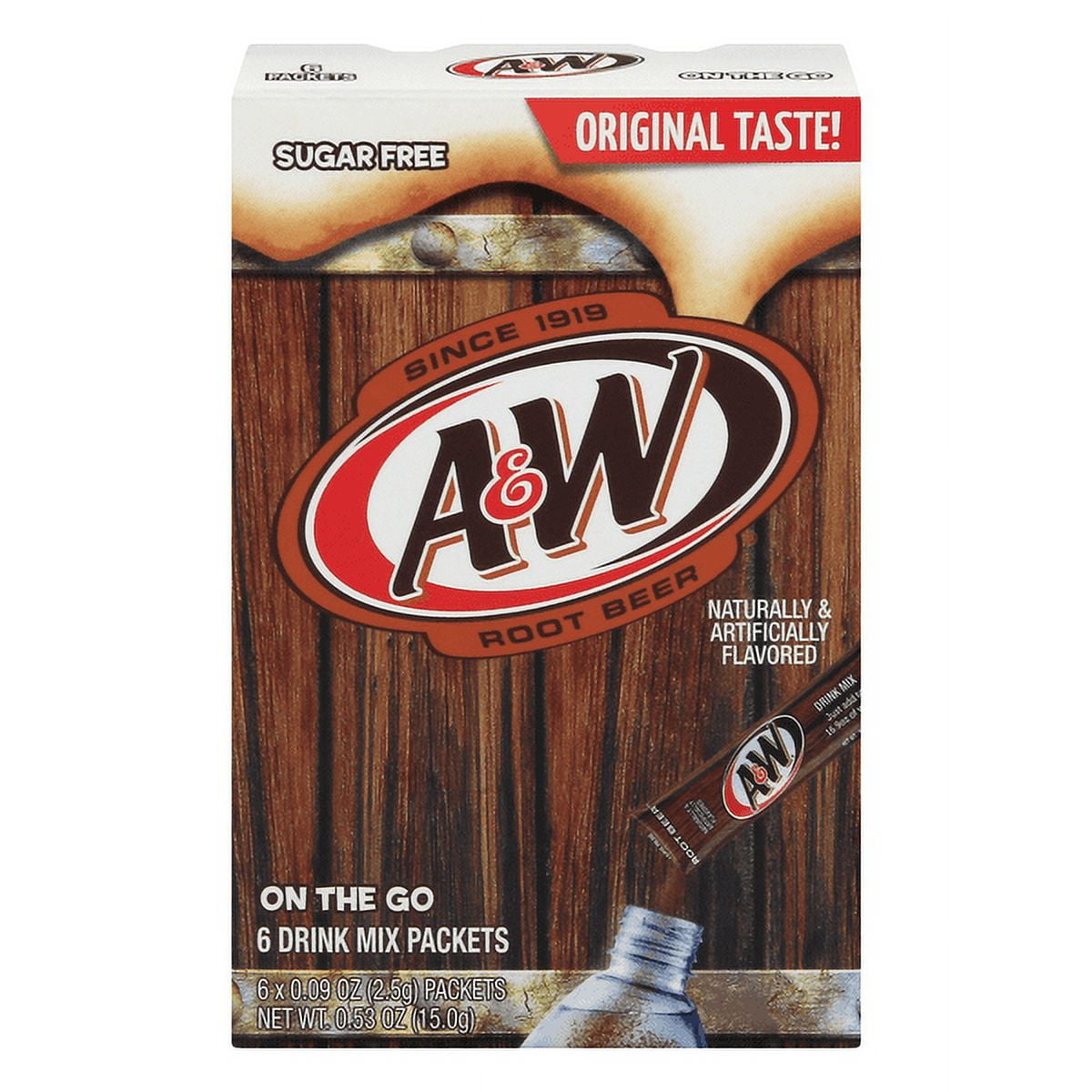 A&W Singles To Go Powder Packets - Sugar Free, Non-Carbonated Root Beer Water Drink Mix (12 Boxes with 6 Packets Each - 72 Total Servings)