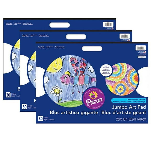 Art Street Prang Jumbo Art Pad White 22" x 16" 30 Sheets Pack of 3 (PAC4711-3)