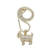 Iced Goat Pendant 3.5mm/16",18",20" Rhinestone Chain Hip Hop Necklace