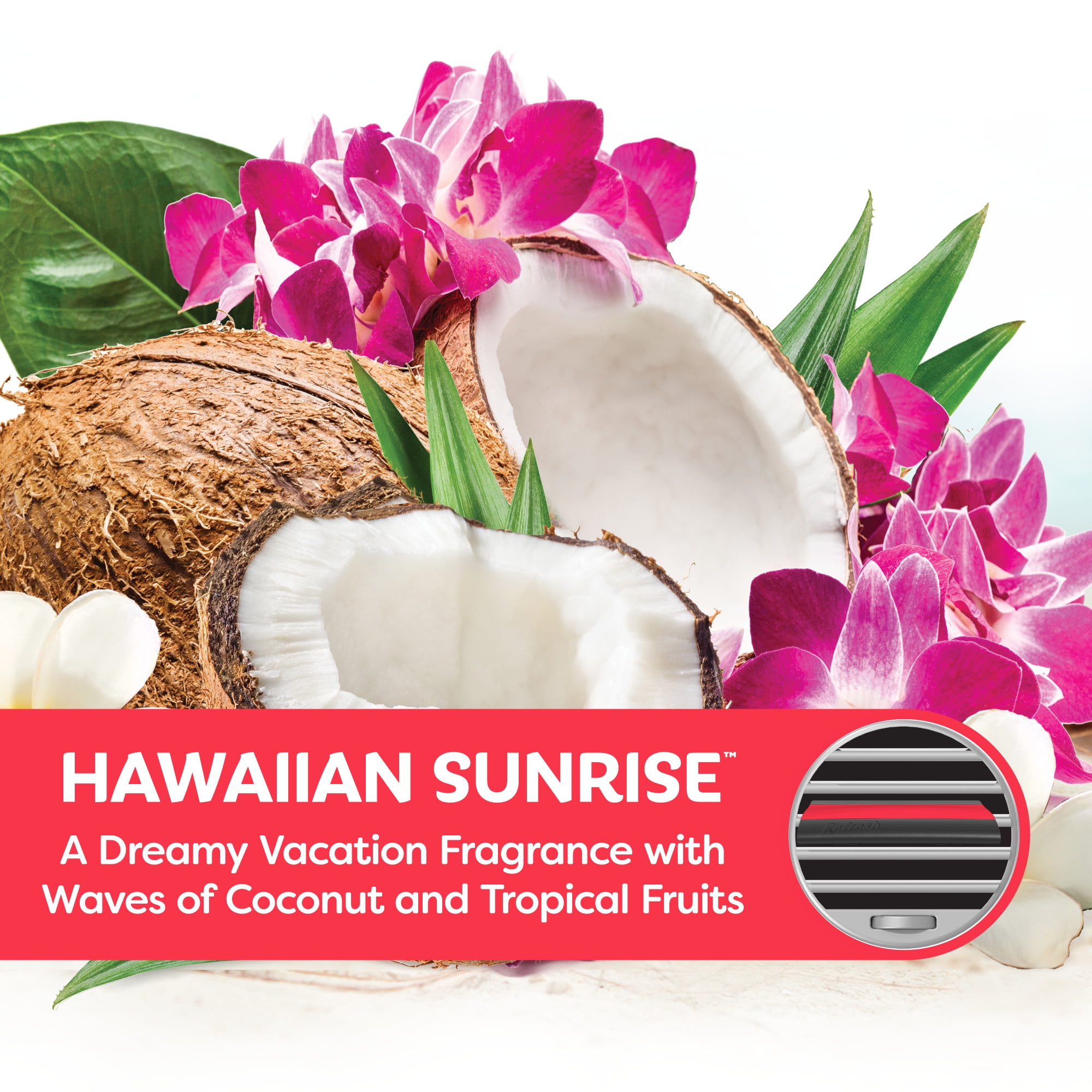(3 pack) Refresh Your Car! Hawaiian Sunrise Contour Vent Stick Car Air Freshener - 4 Ct
