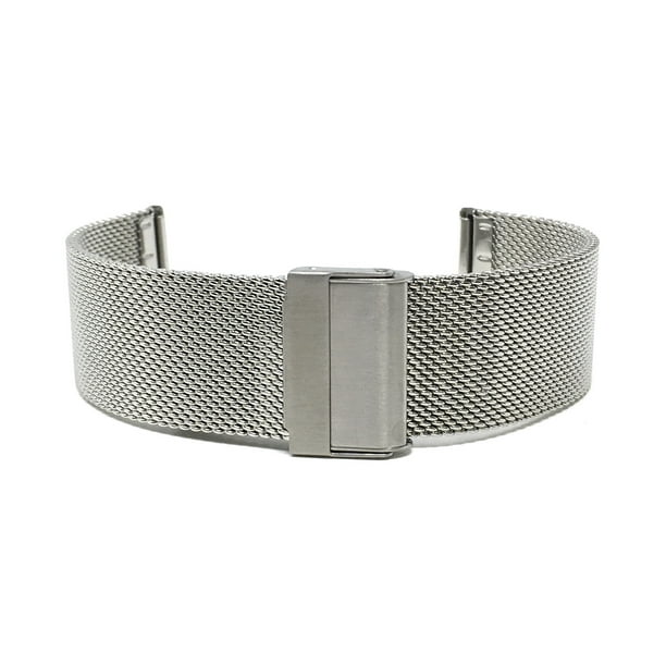 Bandini 20mm Silver Tone Stainless Steel Mesh Watch Band for Men