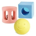 thumbnail image 4 of Hape: Geometric Rattle Trio - 3pc Teething & Shake Toy, Rice Material, Safe To Chew, Soft Pastel Colors, Ball-Rattle-Lense, Baby & Infant Ages 0mo+, 4 of 7