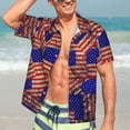 thumbnail image 3 of Haiem Vintage USA Flag Printed Hawaiian Shirt for Men - Men’s Casual Beach Summer Shirts - Stretch Fabric with Modern Fit-X-Large, 3 of 7