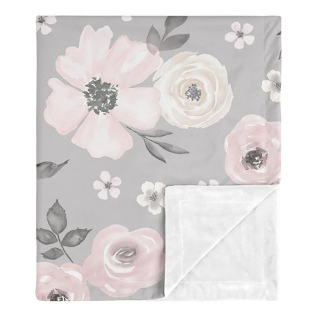 UPC: 0846480076391 | Watercolor Floral Grey Baby Security Blanket by Sweet Jojo Designs
