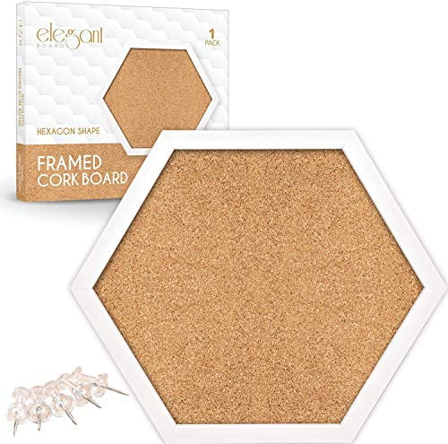 Cork Board Hexagon Diamond Shape White Framed in Board Modern Decorative Corkboa