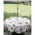 thumbnail image 3 of 4th of July Table Cloth Round Tablecloth, Independence Day Blue Red Star Firework Waterproof Wrinkleproof Table Cover with Umbrella Hole and Zipper for Party/Dining/Patio/Wedding 60 Inch, 3 of 9