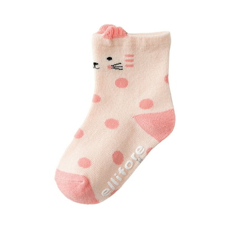 

Licupiee Infant Baby Boy Girl Socks Cartoon Animal Print Combed Cotton Soft Toddler Anti-Slip Mid-Tube Socks
