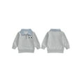 thumbnail image 2 of BemeyourBBs Toddler Baby Boy Fall Winter Spring Sweatshirt Golf Club Outfit Embroidery Quarter Zip Pullover Plaid Lapel Long Sleeve Collared Shirt Sweater Tops, 2 of 9