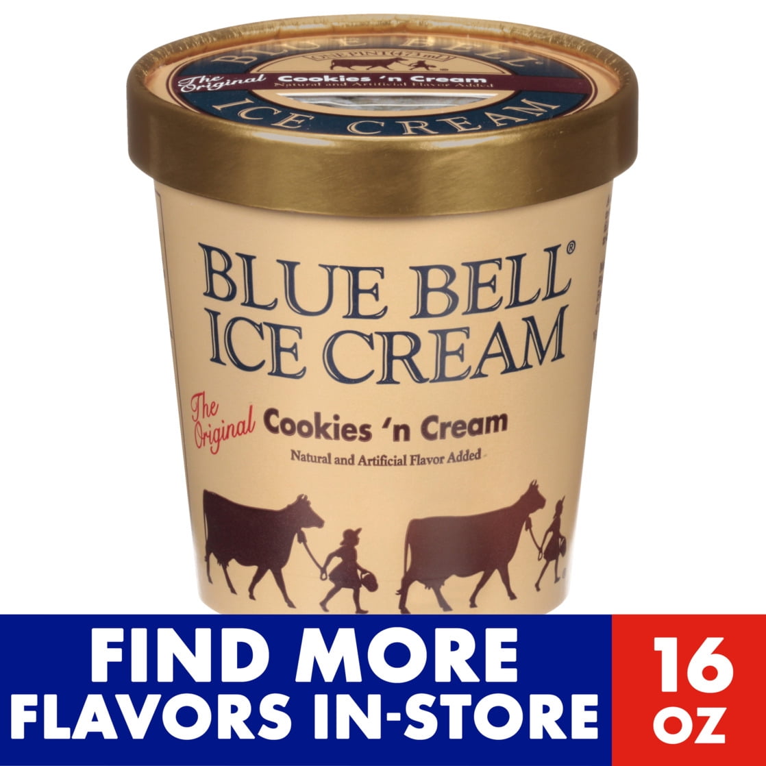 Blue Bell Gold Rim Cookies 'n Cream Ice Cream Pint, 16 fl oz