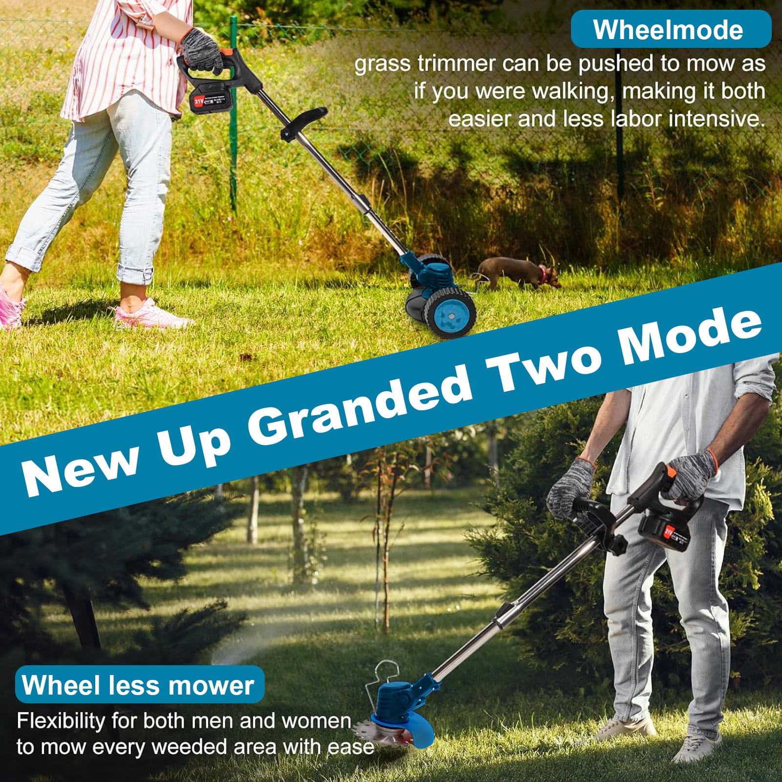 Victool Electric Lawn Mower Rechargeable Li-ion Battery Cordless Grass Trimmer Household Garden Home
