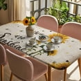 thumbnail image 3 of Vintage Sunflowers Table Cloths for 3 Foot Rectangle Tables, Spring Summer Retro Bees Yellow Floral Patio Waterproof Elastic Fitted Tablecloths, Washable Rectangular Table Cover for Camping, 3 of 8