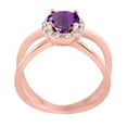 thumbnail image 2 of AoneJewelry 0.85 Carat 6MM Round Amethyst and Diamond Ring In 10K Solid Rose, White & Yellow Gold, 2 of 5