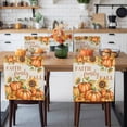 thumbnail image 3 of Thanksgiving Orange Pumpkin Chair Covers Set of 8 Faith Family Fall Sunflower Vintage Chair Back Covers Stretch Removable Washable Slipcovers Protector for Dining Room Kitchen Party Decor, 3 of 5