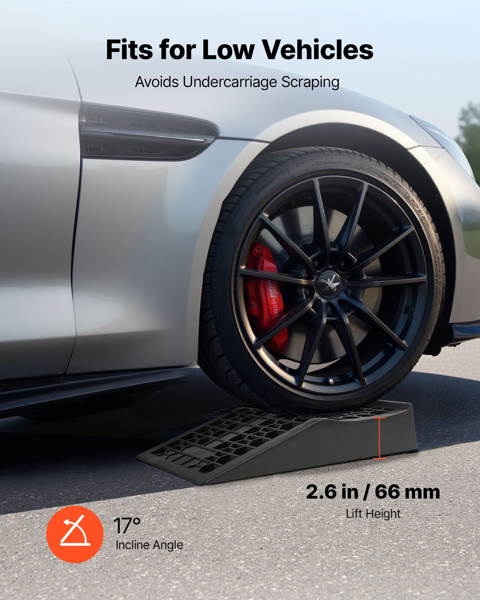 VEVOR Car Ramps, 2 PCS 20000 lbs GVW Capacity, 2.6 in Lift Height, Portable Low Profile Car Service Ramps for Home Garage Maintenance & Oil Changes, Heavy Duty for Low Chassis Vehicle & Support Jack