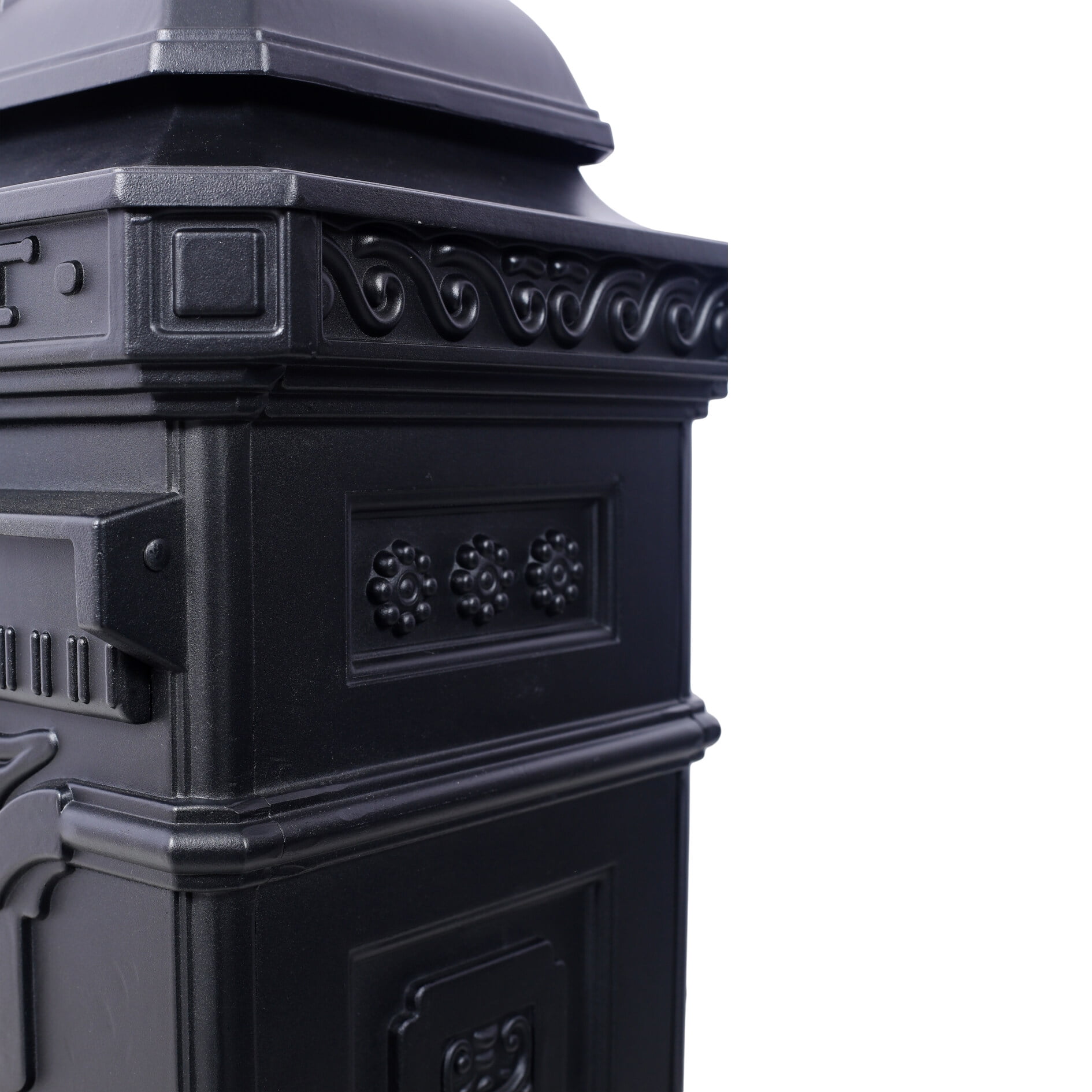 Large Capacity Outdoor Mailbox, Rainproof Floorstanding Letter Box Statue for Garden, Residential Use, Black