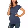 thumbnail image 1 of Vêtements de Grossesse Offres de l'Action de Grâce Liquidation Été Vêtements de Maternité pour Femmes Col Rond Manches Courtes Volants Pli Hauts de Grossesse, 1 of 6