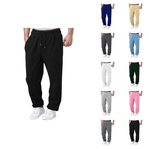 Men Sweatpants 2026 Trendy Drawstring Elastic Waist Wide Leg Relaxed Fit Casual Pants with Pockets Trousers