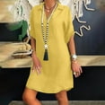 thumbnail image 2 of 3/4 Sleeve Dresses for Women Fashion Casual T Shirt Loose Solid Color V Neck Dress Sundress, 2 of 5
