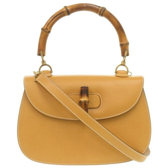 Pre-Owned Gucci Bamboo 000 1364 0633 Leather Yellow Handbag (Good)