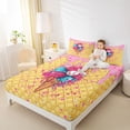 thumbnail image 3 of Castle Fairy Sport Baseball Queen Sheets 4 Pieces, Ice Cream Cone Pattern Queen Sheet Sets, Pink Blue,1 Fitted Sheet, 1 Flat Sheet and 2 Pillowcases, 3 of 6