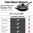 thumbnail image 5 of Hamilton Beach Nonstick Covered Saute Pan 11-Inch - Black Aluminum Saute Pan with Soft Touch Bakelite Handle & Glass Lid - Flared Edge - Spiral Bottom, Multipurpose Use - Durable & Dishwasher Safe, 5 of 6