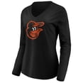 thumbnail image 2 of Women's Black Baltimore Orioles Core Distressed Team Long Sleeve T-Shirt, 2 of 3