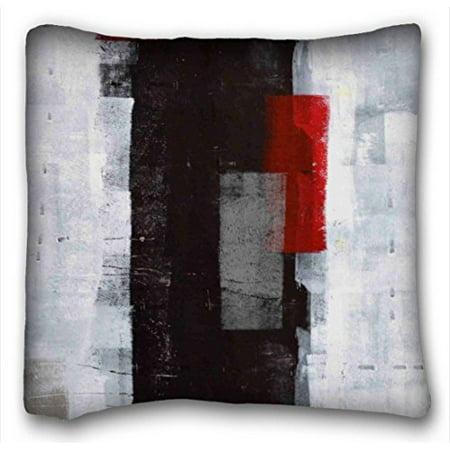 Red And Grey Pillows WinHome Black Grey And Red Abstract Art Throw Pillow Cover Square Pillow Case Cushion Cover Sofa Size 18x18 Inches Two Side ()