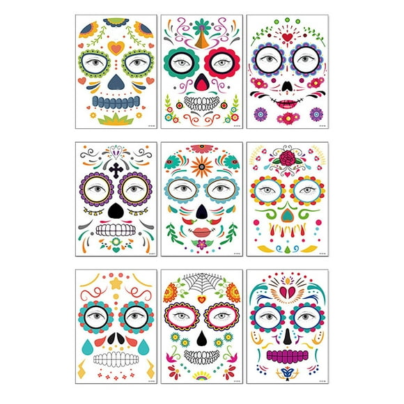 XZNGL Kids Toys Face Mask Halloween Halloween Face Tattoos Sticker 9 Sheets Face Mask Tattoo for Halloween Party