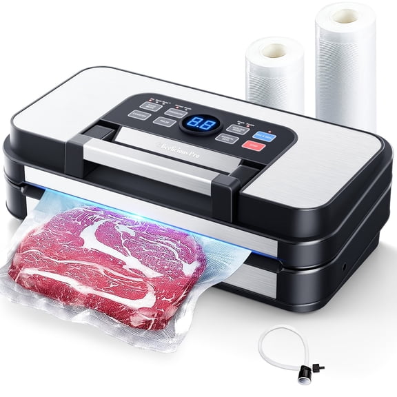 Beelicious 10-in-1 Vacuum Sealer Machine, 95000Pa Powerful Suction, Stainless Steel, Double Heat Seal & Pump, Built-in Cutter, Food Preservation, 110V-130V US Plug