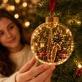 thumbnail image 4 of 3D Christmas Ball Ornament with Battery Operated Hanging Light and Saxophone Design, Single Piece, Clear with Gold Accents for Christmas Tree Decor, Decoration, 4 of 4