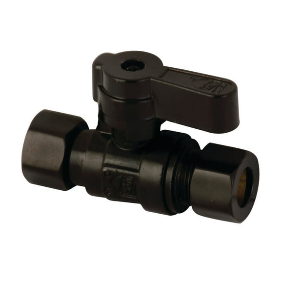 Kingston Brass KF3330MB 3/8" Swivel x 3/8" OD Comp Straight Stop Valve, Matte Black