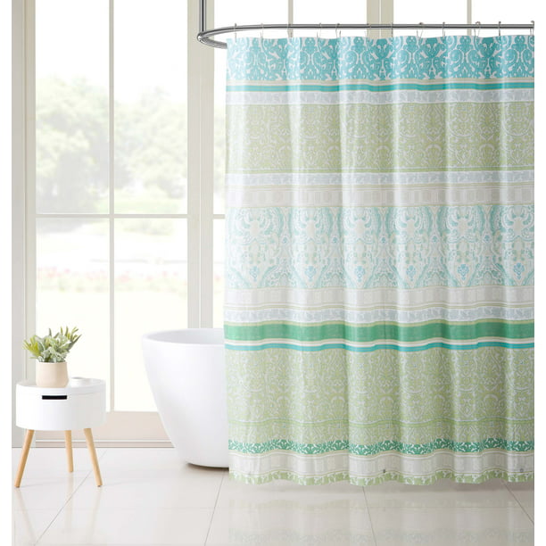 Blue And Green Peva Shower Curtain, How To Pick A Shower Curtain Size