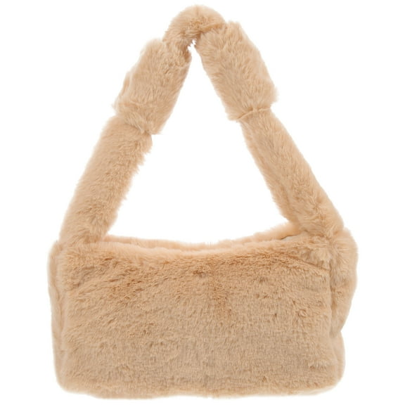WAXIAYU Fluffy Brown Plush Shoulder Bag - Fashionable Purse