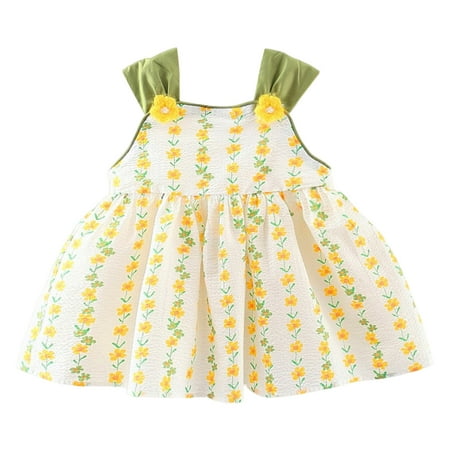 

Wiueurtly Toddler Girls Sleeveless Daisy Prints Ruffles Princess Dress Dance Party Dresses Clothes Kids Dress Long Sleeve