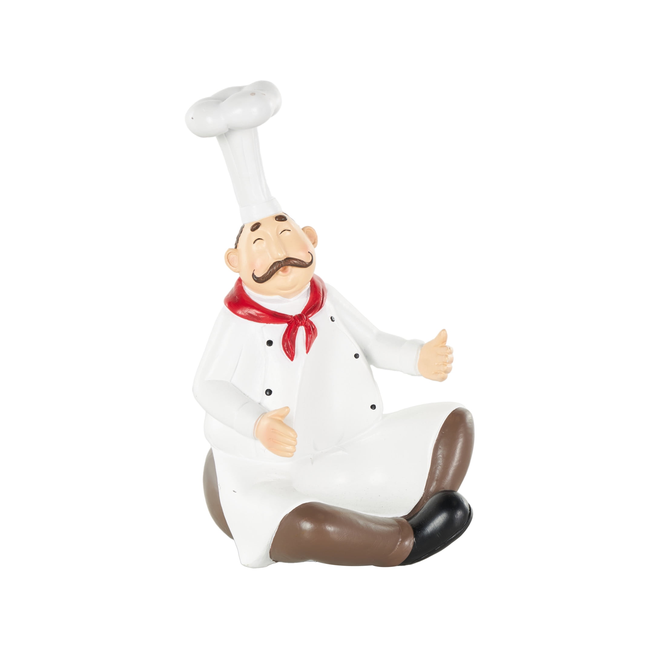DecMode 6" x 10" White Polystone Kitchen Decorative Figurine Single Bottle Chef Wine Holder, 1-Piece
