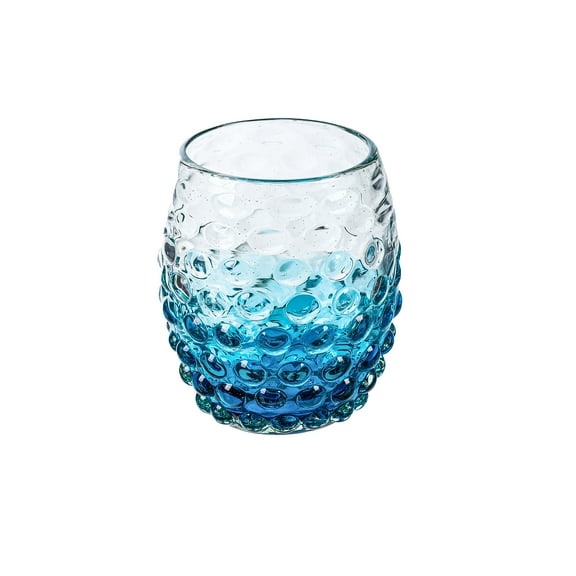 Hobnail Aqua Stemless Wine Glass