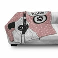 thumbnail image 3 of Pug Soft Flannel Fleece Throw Blanket, I Love Dogs with a Paw Print Emblem Pug with Tilted Head Fun Animal Print, Cozy Plush for Indoor and Outdoor Use, 70" x 90", Pink Black White, by Ambesonne, 3 of 6